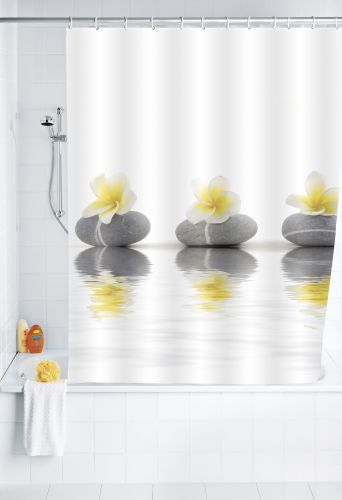 Wenko shower curtain Stones w. Flowers, 180x200 cm Polyester