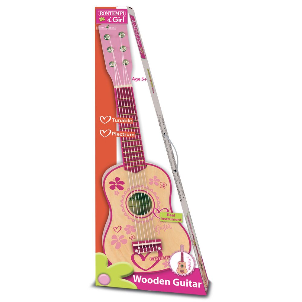Bontempi guitar 6 strings, pink, 55 cm