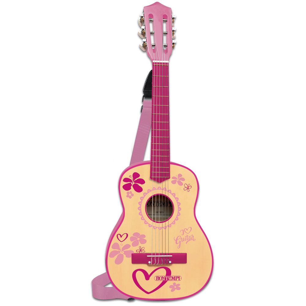 Bontempi Gitarre 6 Saiten aus Holz, pink