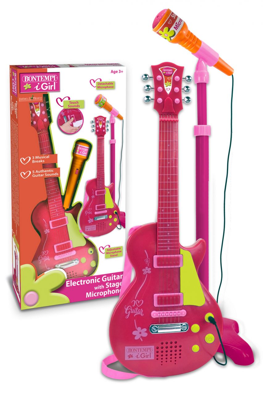 Bontempi Rockgitarre mit Standmikrofon-Verstärker