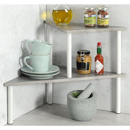 Kesper kitchen corner shelf with 2 levels concrete look