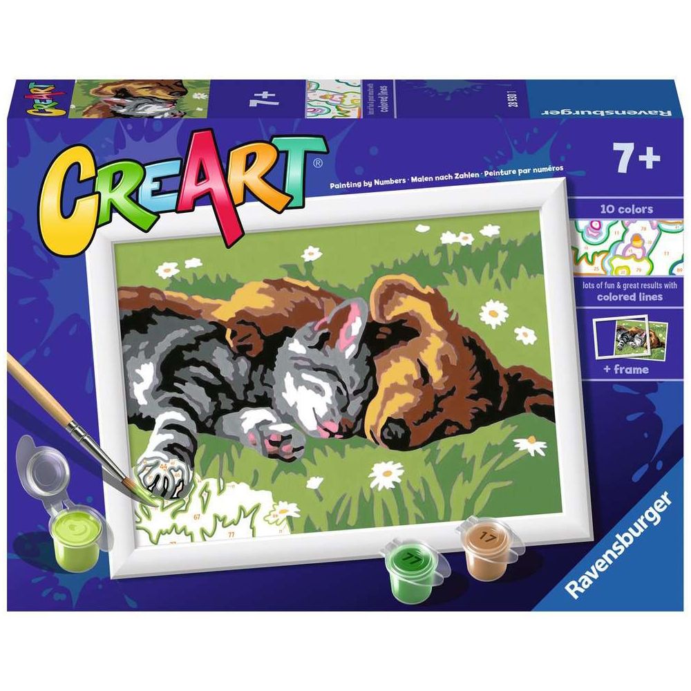 Ravensburger CreArt - Painting by Numbers - Sleeping Cat and Dog