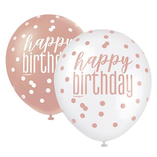 Idis Balloons Happy Birthday 30cm Pink Mix, 6 pieces