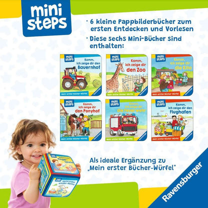 Minipas Ravensburger : Mon premier cube de livre : garderie, zoo et pompiers (coffret de livres)