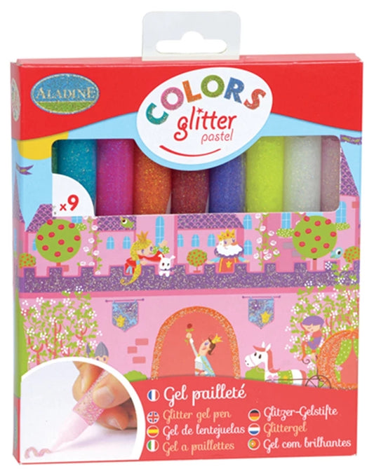 9 Glitter-Glue Stifte Pastel