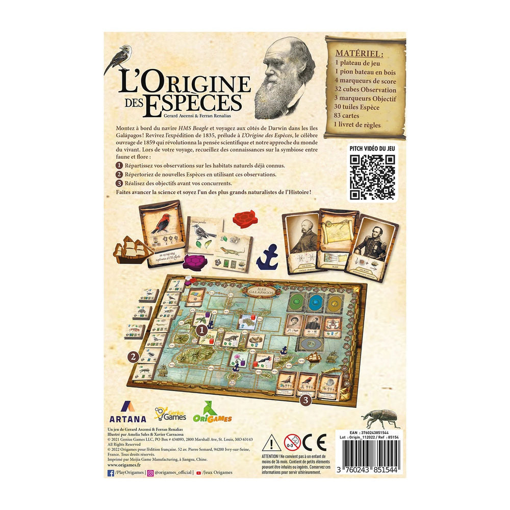 Origames L'origine des especes (f)