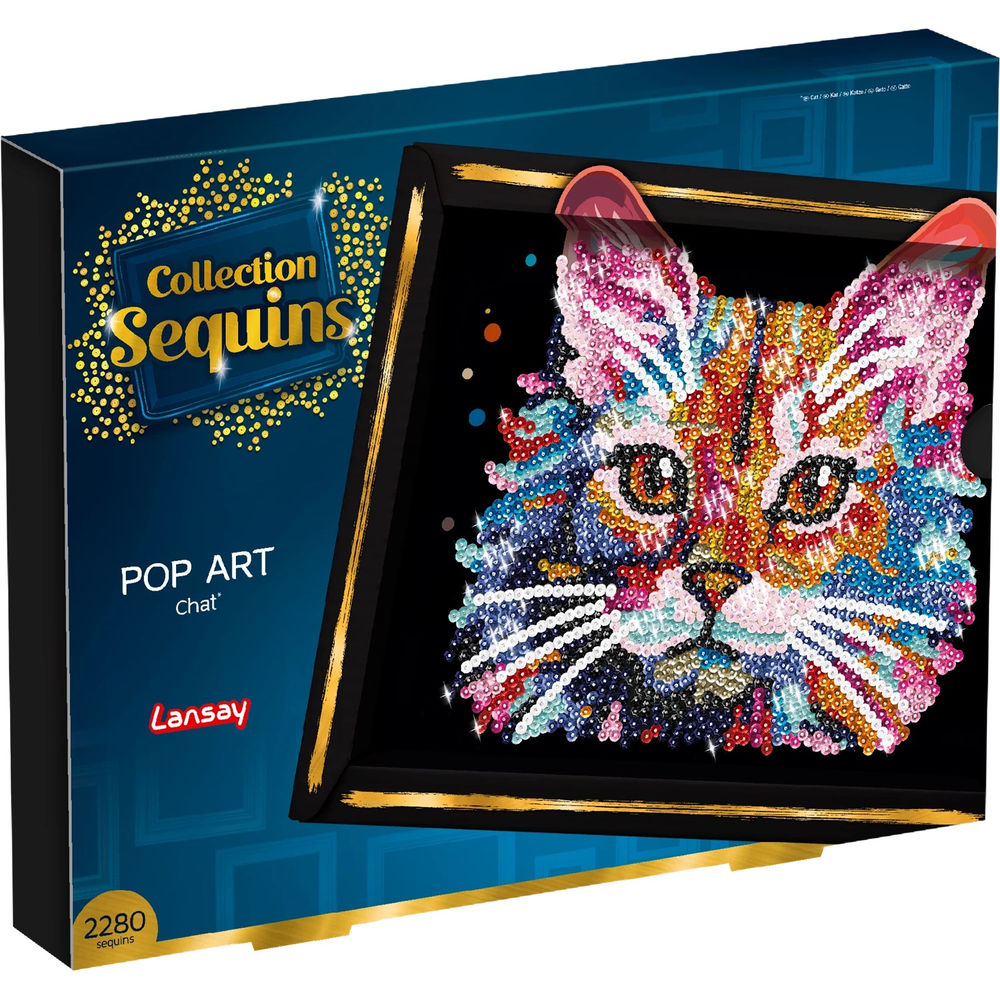 Paillettenkunst PopArt Katze