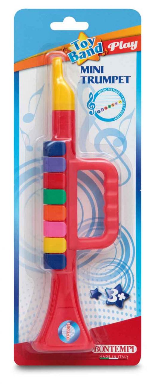 Bontempi Trompete, 8 farbigen Tasten Blister, 27 cm