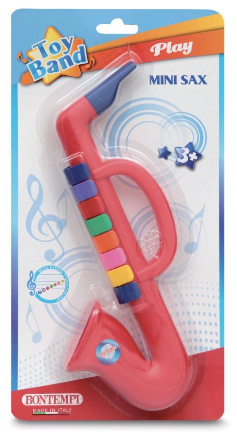 Bontempi saxophone with 8 colored keys in blister