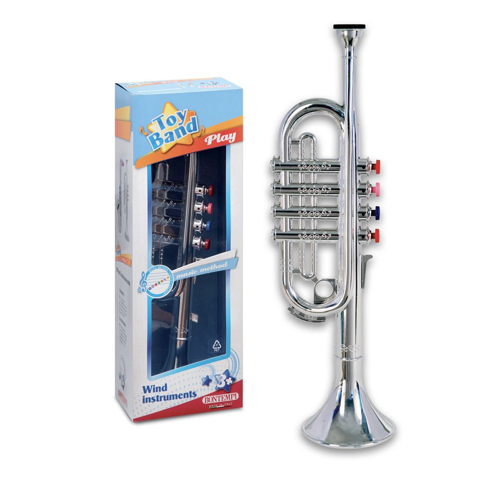 Bontempi trumpet with 4 coloured keys, 37 cm