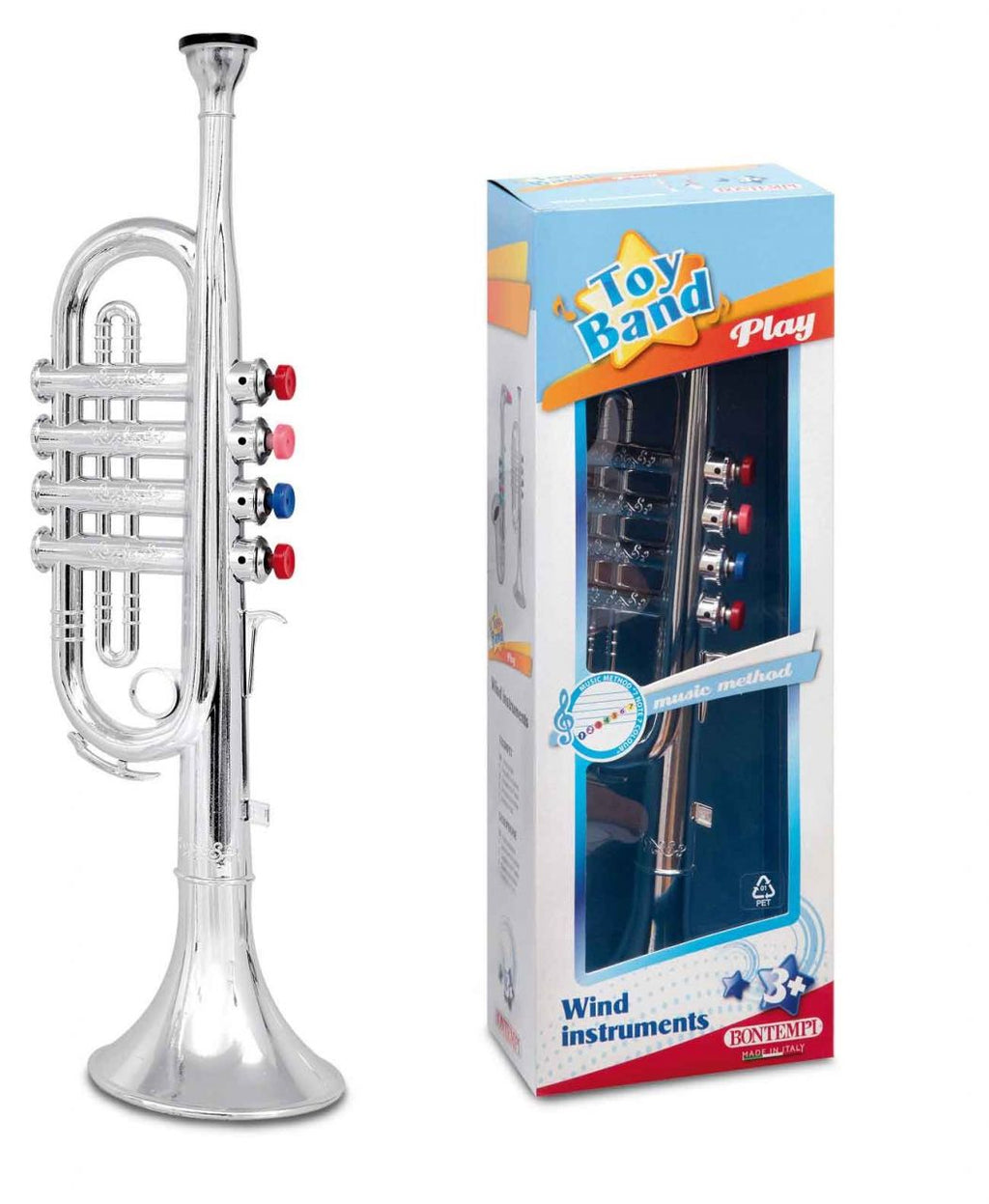 Bontempi Trompete mit 4 farbigen Tasten, 37 cm