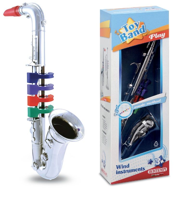 Bontempi Saxophone mit 4 farbigen Tasten, 36 cm