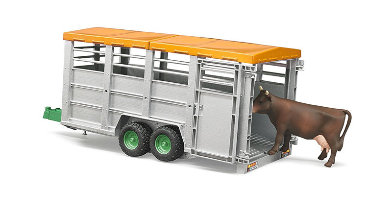 bruder cattle transport trailer with cow