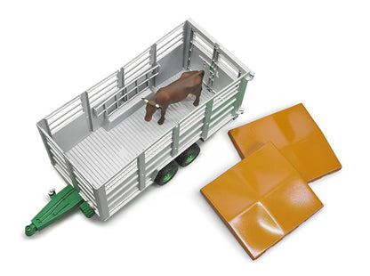 bruder cattle transport trailer with cow