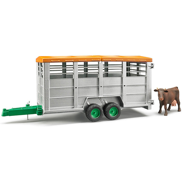 bruder cattle transport trailer with cow