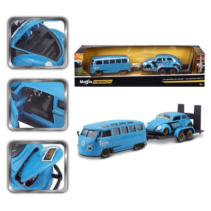Maisto Volkswagen T1 Van Samba &amp; Volkswagen Beetle 1:24