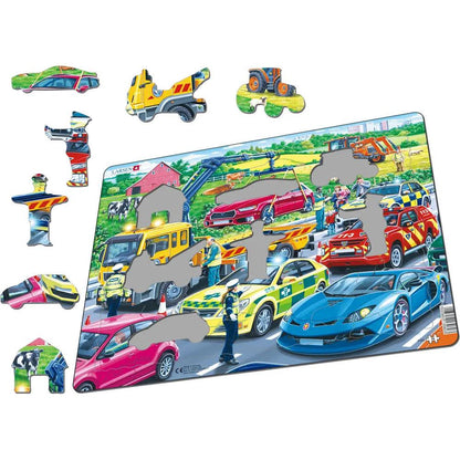 Larsen puzzle véhicules de sauvetage sur l'autoroute, 26 pièces
