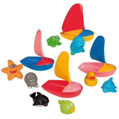 Happy People Badetiere im Boot, 14 cm, assortiert