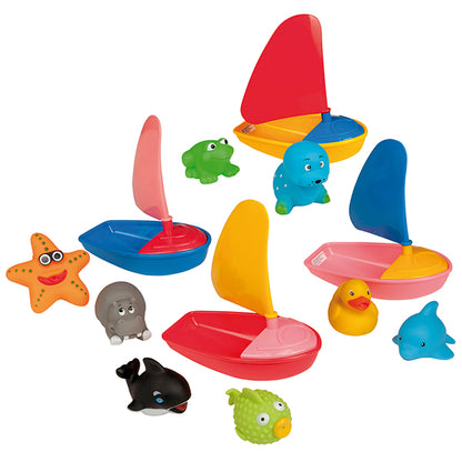 Happy People bathing toys in boat, 14 cm, assorted