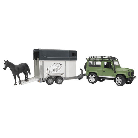 Bruder Land Rover Defender Station Wagon with horse trailer