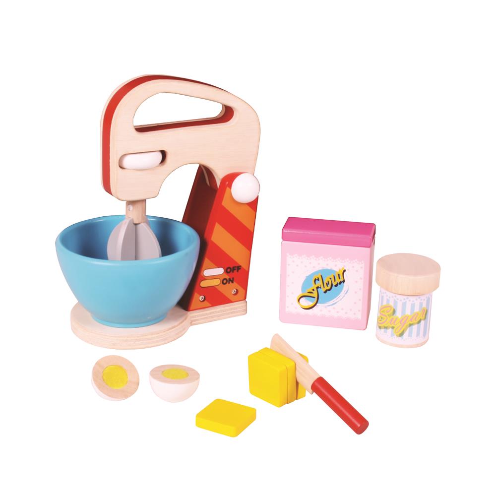Play food processor with lots of accessories