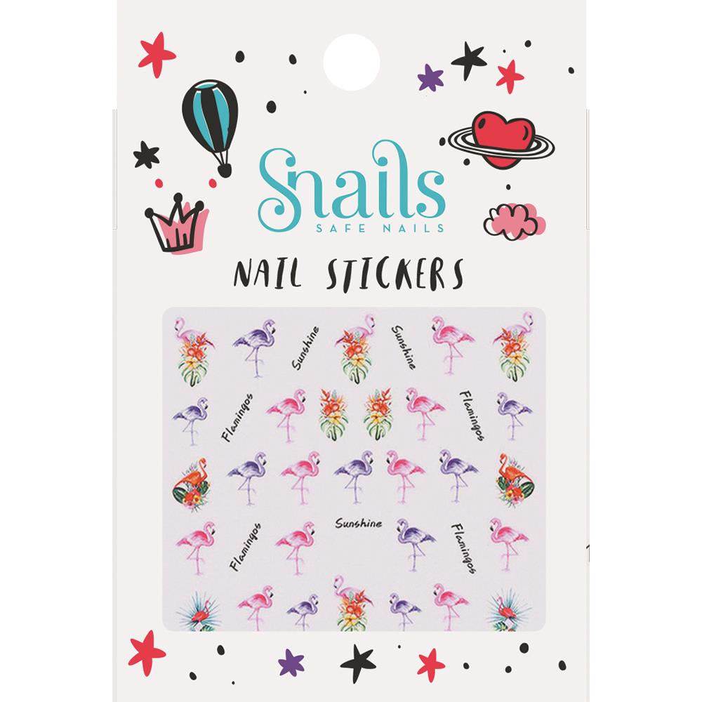 Snails nail stickers flamingos