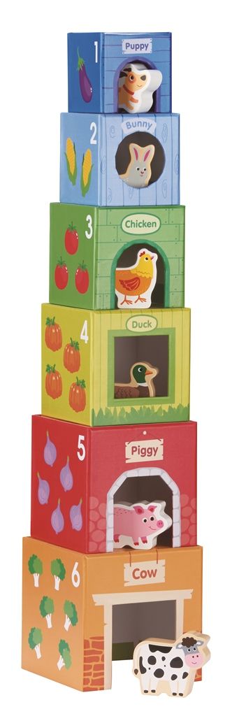 Playba stacking tower with wooden animals