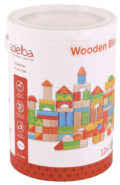 Spielba wooden building blocks, 100 pieces