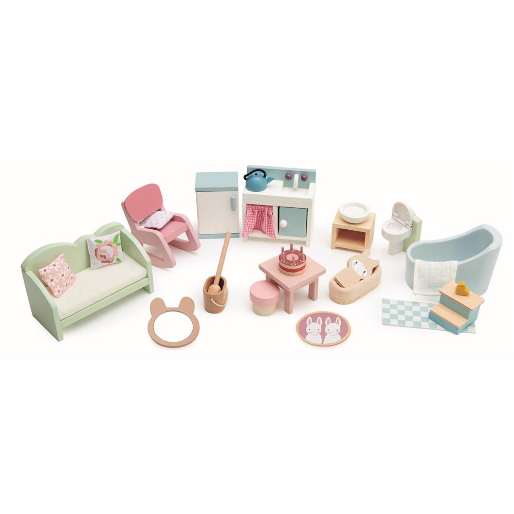 Doll furniture set in country house style