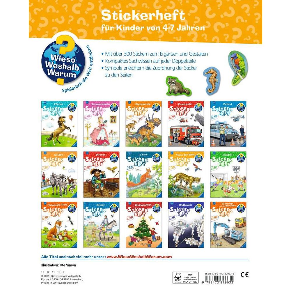 Ravensburger Wieso? Weshalb? Warum? Stickerheft: Tiere der Welt