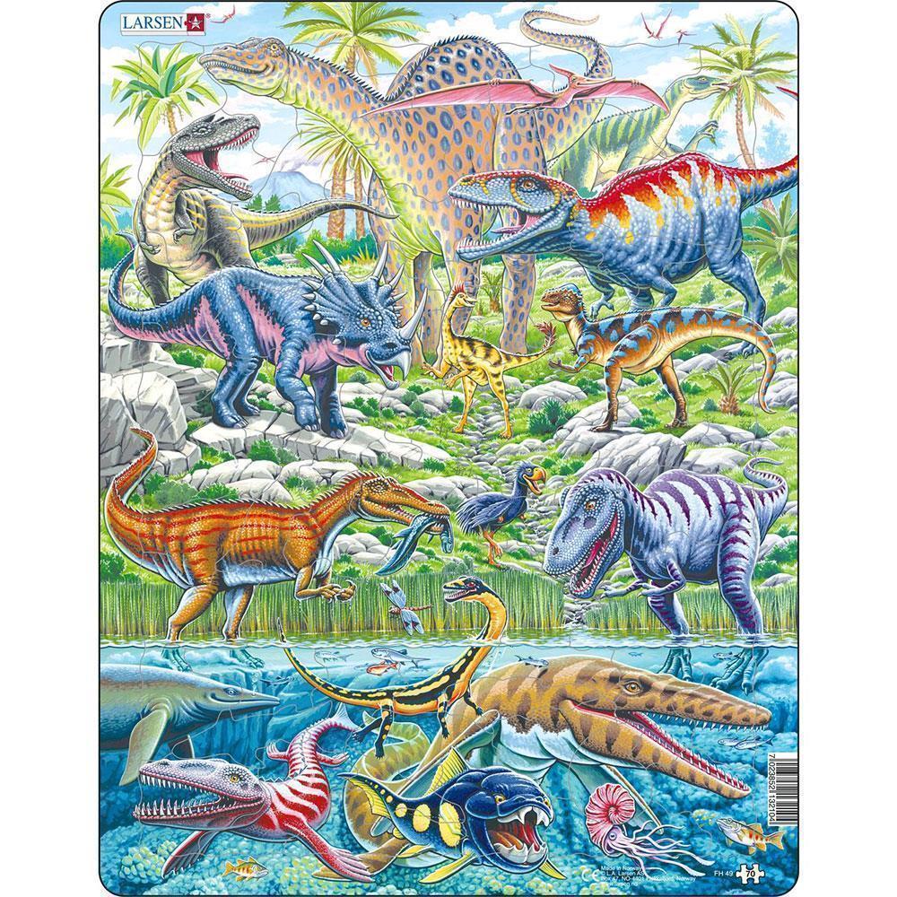 Larsen Puzzle Dinosaurs that fly, run and dive, 70 pieces