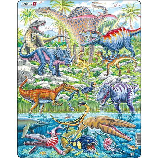 Larsen Puzzle Dinosaurs that fly, run and dive, 70 pieces
