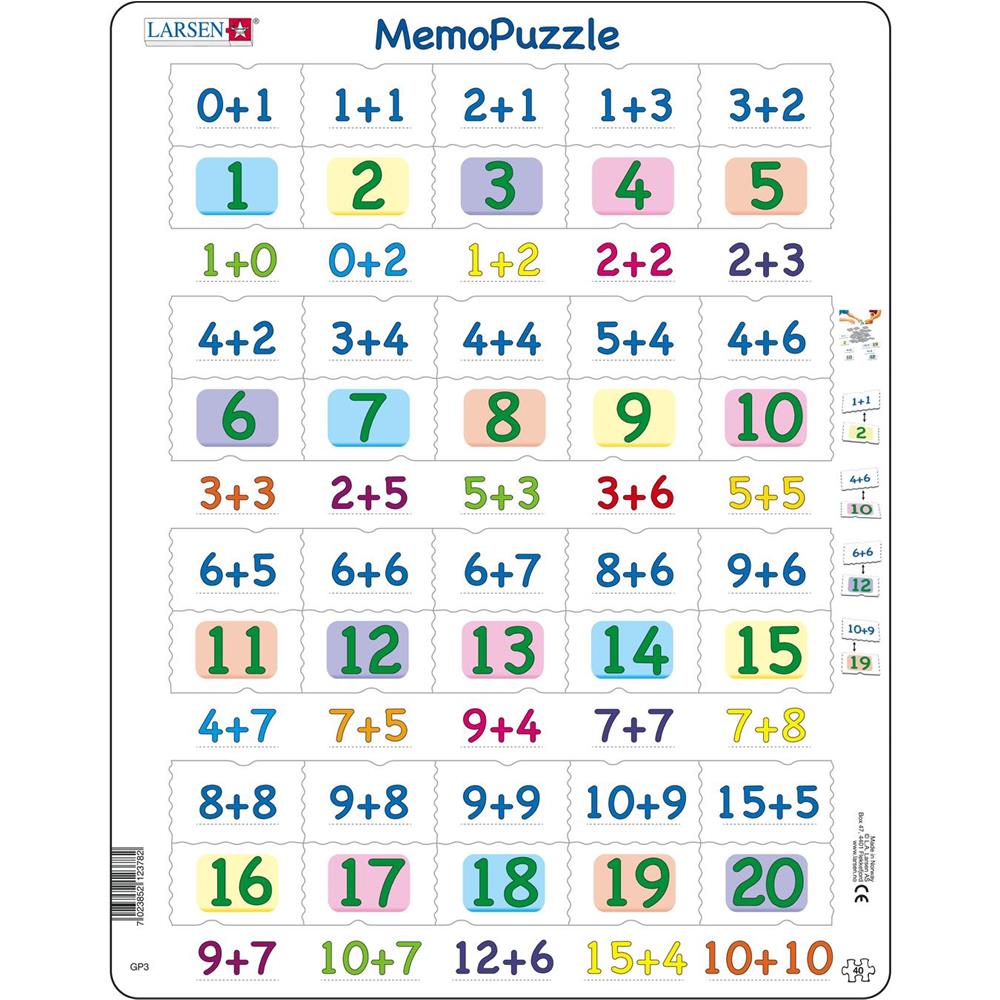 Larsen MemoPuzzle : Addition with numbers from 0-20, 40 pieces