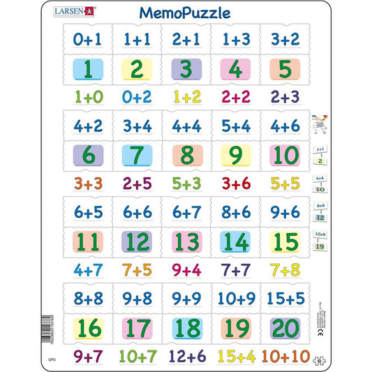 Larsen MemoPuzzle : Addition avec des nombres de 0 à 20, 40 pièces