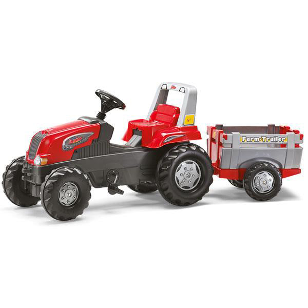 RollyToys Junior tracteur à pédales RT avec remorque agricole