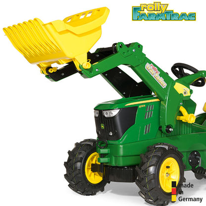 Tracteur à pédales RollyToys Farmtrac John Deere 6210 R avec chargeur frontal et pneus pneumatiques