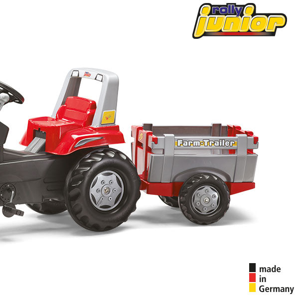 RollyToys Junior tracteur à pédales RT avec remorque agricole