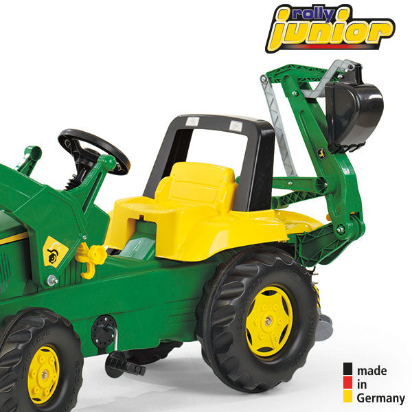 RollyToys Junior Trettraktor John Deere mit Frontlader & Heckbagger