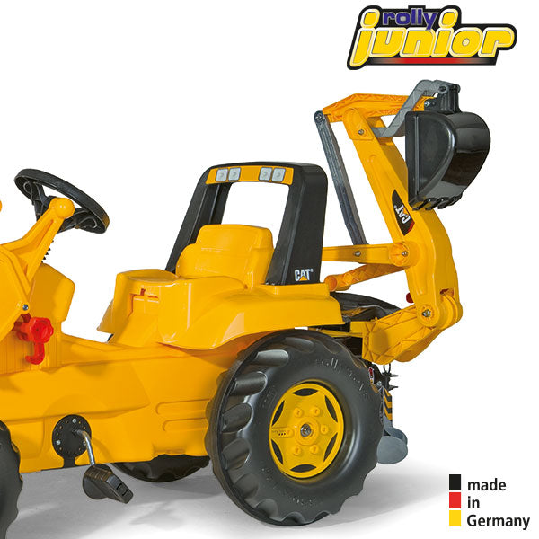 RollyToys Junior tracteur à pédales CAT avec chargeur frontal et pelle arrière