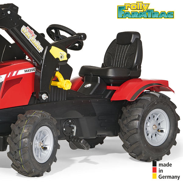 Tracteur à pédales RollyToys Farmtrac Massey Ferguson avec chargeur frontal et pneus pneumatiques