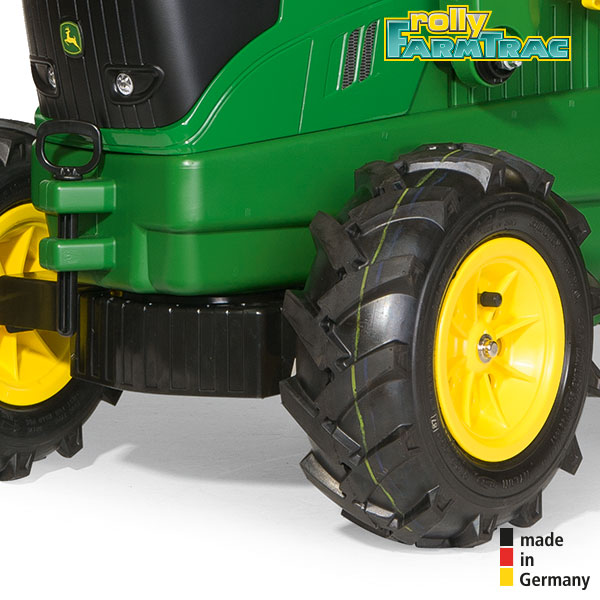 Tracteur à pédales RollyToys Farmtrac John Deere 6210 R avec chargeur frontal et pneus pneumatiques