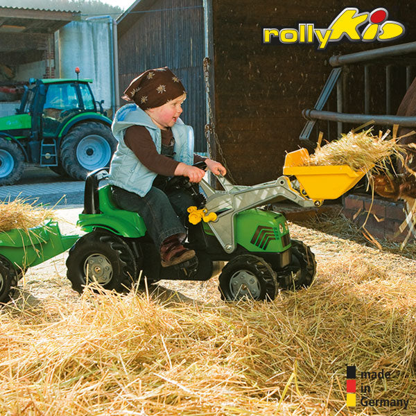 RollyToys Kid Deutz-Fahr avec remorque et chargeur