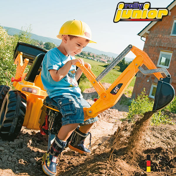 RollyToys Junior tracteur à pédales CAT avec chargeur frontal et pelle arrière