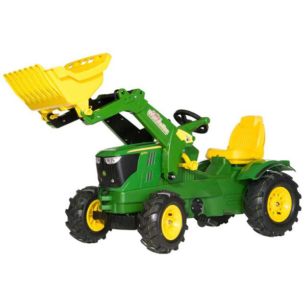 Tracteur à pédales RollyToys Farmtrac John Deere 6210 R avec chargeur frontal et pneus pneumatiques