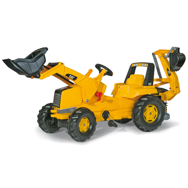 RollyToys Junior tracteur à pédales CAT avec chargeur frontal et pelle arrière