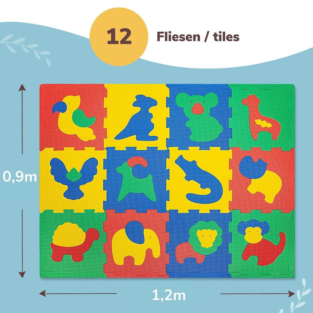 Hakuna Mat Tapis Puzzle, Animaux Safari, 1,2 x 0,9 m