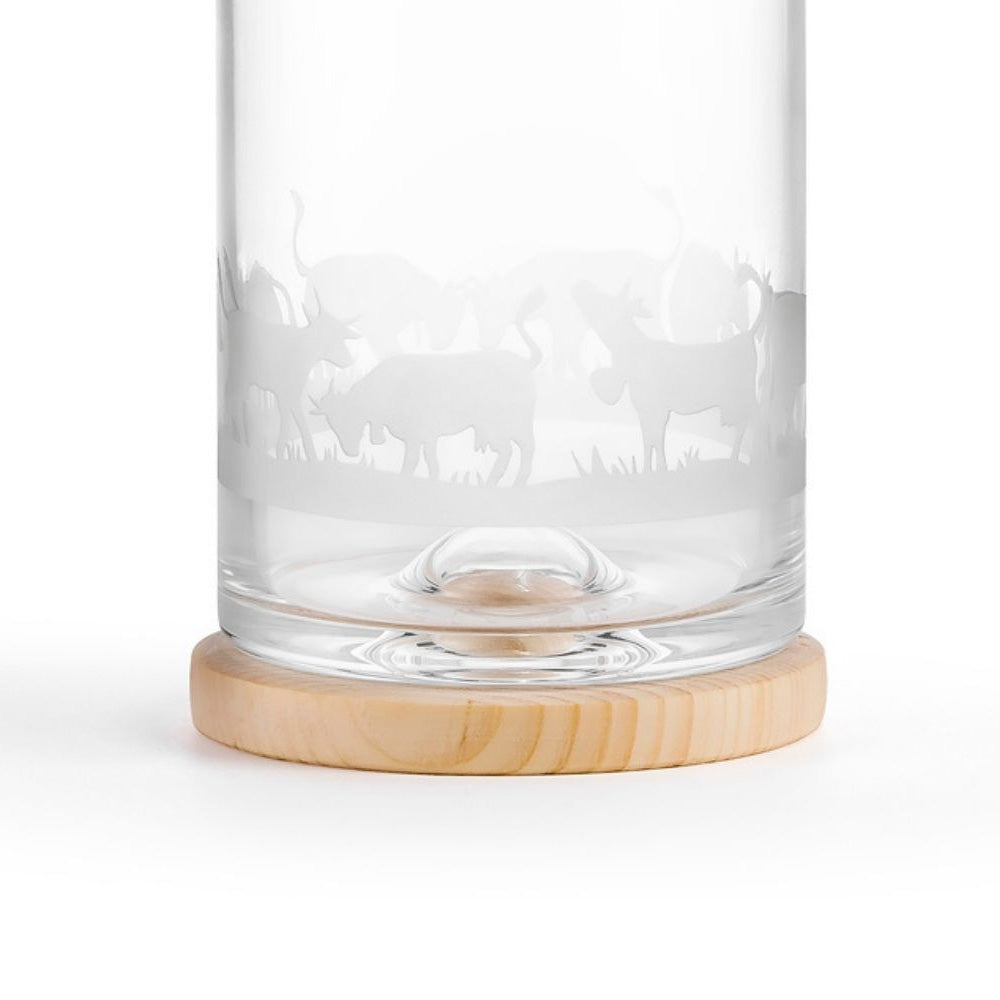 Glass carafe cows motif, 1 litre