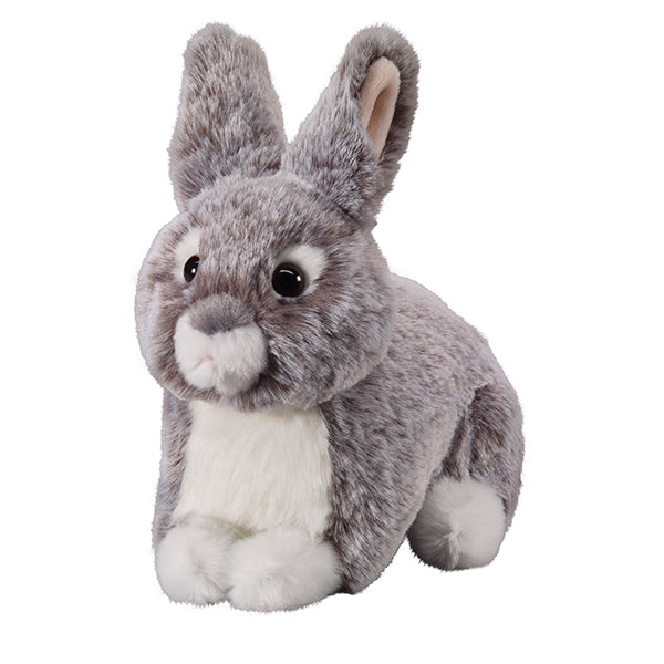 Lapin gris couché, 18 cm