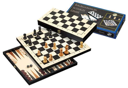 Philos Travel Chess Backgammon Checkers Set
