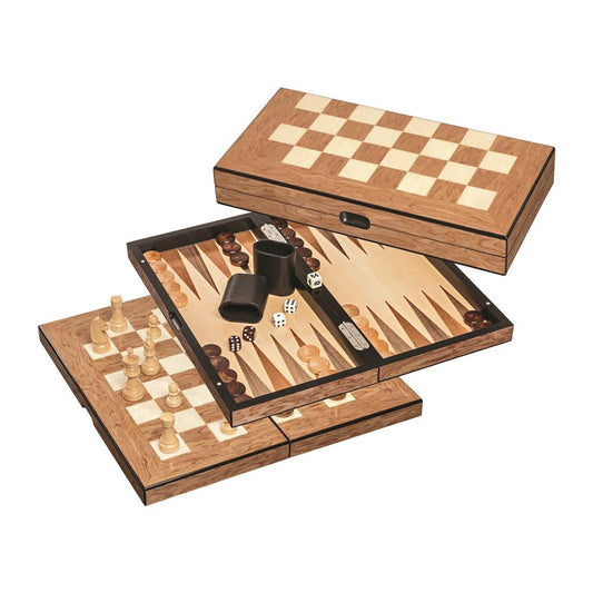 Philos Chess Backgammon Checkers Set, Field 40 mm